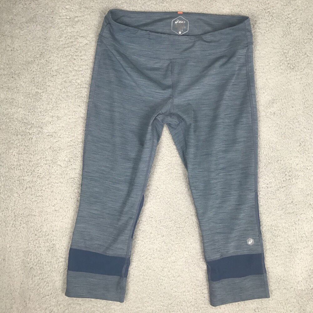 Asics Running Leggings Womens Size Large Blue Capri Compression Gym Training